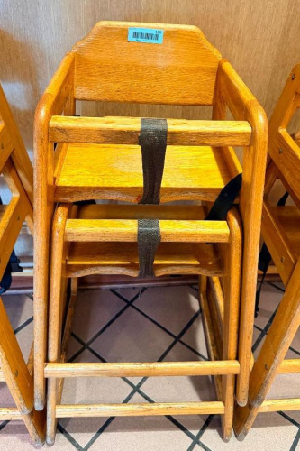 (2) WOODEN HIGH CHAIRS