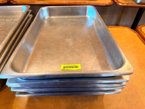 (5) FULL SIZE STAINLESS INSERTS.(HEAVY GAUGE STAINLESS)