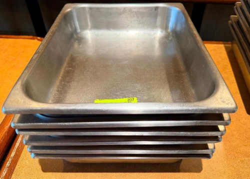 (6) HALF SIZE STAINLESS INSERTS.(HEAVY GAUGE STAINLESS)