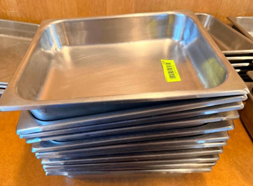 (11) HALF SIZE STAINLESS INSERTS.(HEAVY GAUGE STAINLESS)