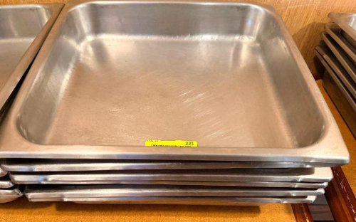 (6) 12" x 13" STAINLESS INSERTS(HEAVY GAUGE STAINLESS)