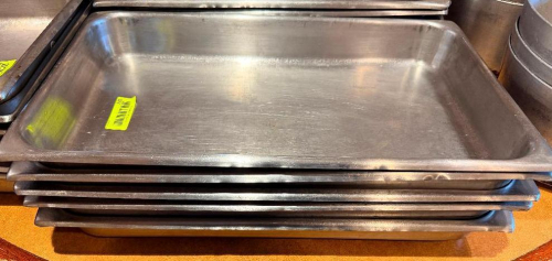 (5) FULL SIZE STAINLESS INSERTS.(HEAVY GAUGE STAINLESS)