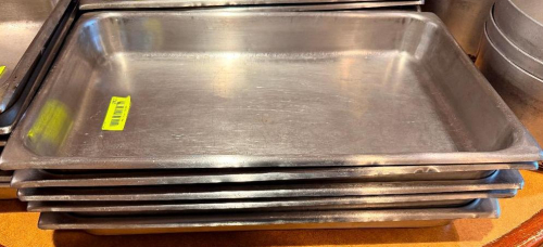 (5) FULL SIZE STAINLESS INSERTS.(HEAVY GAUGE STAINLESS)