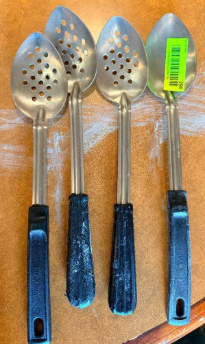 (4) STAINLESS SERVING SPOONS.