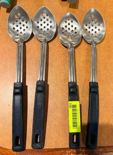 (4) STAINLESS SERVING SPOONS.