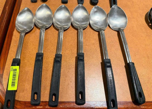 (6) STAINLESS SERVING SPOONS.