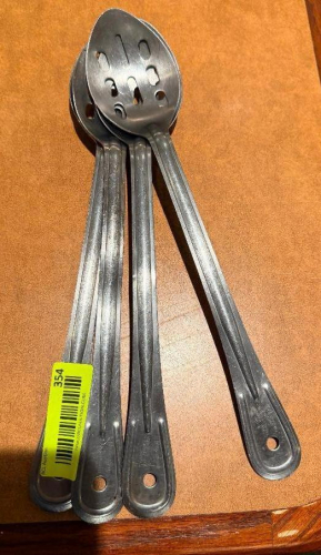 (4) STAINLESS SERVING SPOONS.