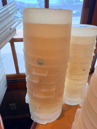 (8) 6 QT PLASTIC CONTAINERS.