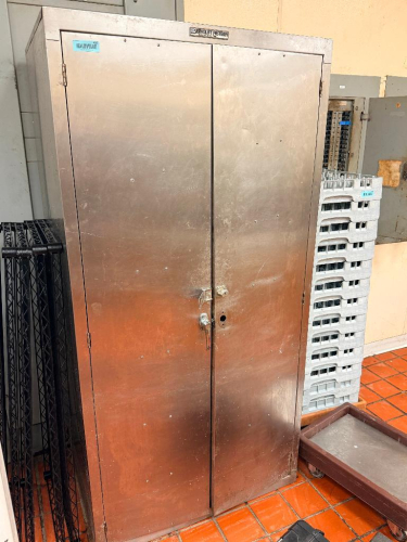 36" TWO DOOR STAINLESS STORAGE CABINET.