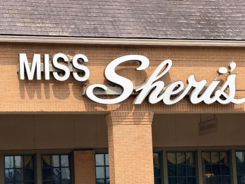 20' "MISS SHERIS' CAFETERIA" LARGE LIGHTED STORE FRONT SIGN.