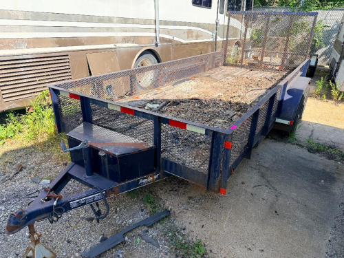 (1) TANDEM-AXLE STEEL UTILITY TRAILER WITH MESH RAMP GATE & SIDE RAILS