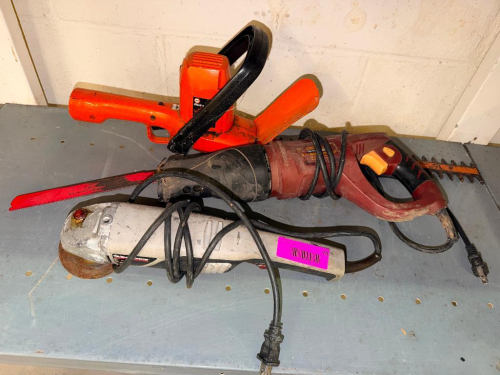 (1) ASSORTED LOT OF CORDED OUTDOOR POWER TOOLS
