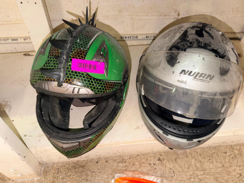 (2) MOTORCYCLE HELMETS