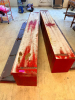 (2) WOODEN STORAGE BENCH CHEST WITH HINGED FRONT PANELS - 3