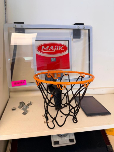 (1) ELECTRONIC OVER-THE-DOOR BASKETBALL HOOP WITH SCOREBOARD