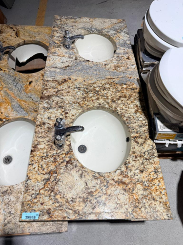 (1) 63" X 25 1/2" GRANITE BATHROOM VANITY COUNTERTOP SINK