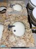 (1) 63" X 25 1/2" GRANITE BATHROOM VANITY COUNTERTOP SINK - 4