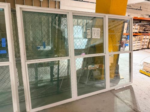 (1) LARGE, WHITE FRAMED MULTI PANE WINDOW UNIT