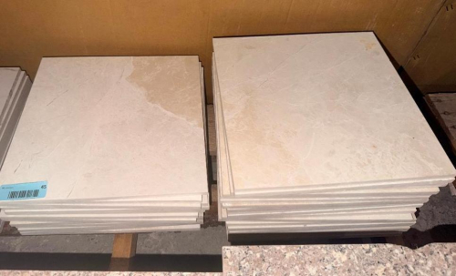 24 SQ FT OF BEIGE SQUARE MARBLE-LOOK FLOOR TILES