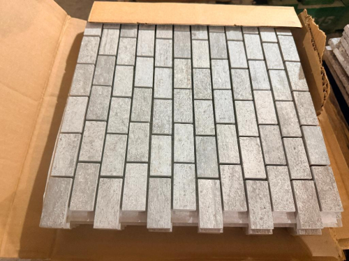 15 SQ FT OF GRAY RECTANGULAR MOSAIC TILE SHEETS