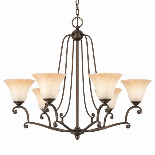 (1) PAINTED BRONZE 6-LIGHT CHANDELIER &ndash;