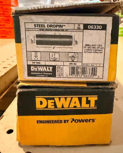 (2) DEWALT 06330 STEEL DROP-IN ANCHORS &ndash; 1/2 INCH X 2 INCH