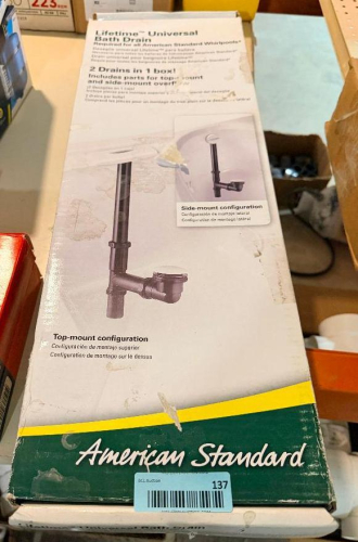 (1) LIFETIME UNIVERSAL BATH DRAIN