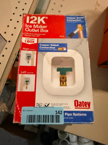 (2) BOXES OATEY I2K ICE MAKER OUTLET BOXES WITH COPPER SWEAT CONNECTION