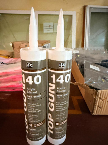 (12) PPG TOP GUN 140 WHITE ACRYLIC SEALANT