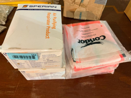 (1) LOT OF SPERIAN N95 AIR-PURIFYING RESPIRATORS & CONDOR PROTECTIVE CLOTHING