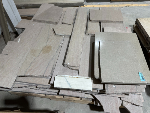(1) ASSORTED LOT OF CUT STONE AND TILE PIECES