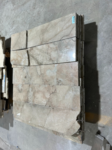 (1) ASSORTED LOT OF BEIGE MARBLE/STONE SLABS AND REMNANTS
