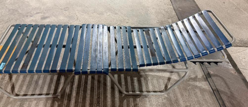 (4) BLUE WEBBED ALUMINUM CHAISE LOUNGE