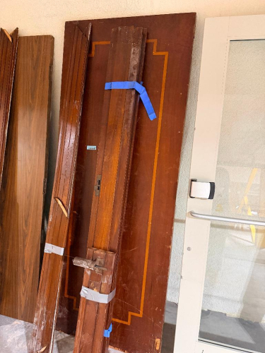 (1) WOOD DOOR & ASSORTED WOOD TRIM
