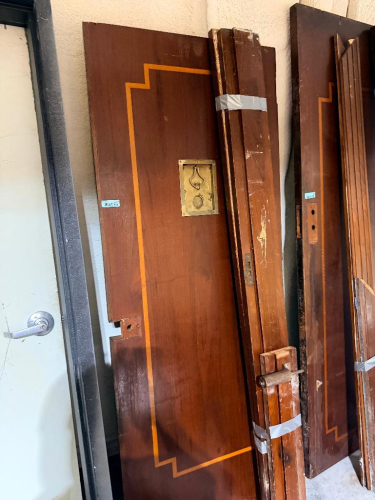 (1) WOOD DOOR & ASSORTED WOOD TRIM