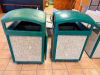 (2) 27" X 27" COMMERCIAL OUTDOOR TRASH RECEPTACLE WITH GREEN MOLDED DOME TOP, FOUR-SIDED OPEN DISPOSAL ACCESS, RIGID BODY, DECORATIVE EXPOSED-AGGREGATE SIDE PANELS AND REMOVABLE INTERNAL WASTE LINER - 2
