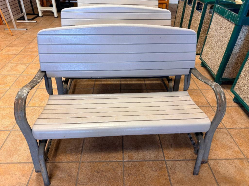 (3) METAL PATIO GLIDER BENCHES