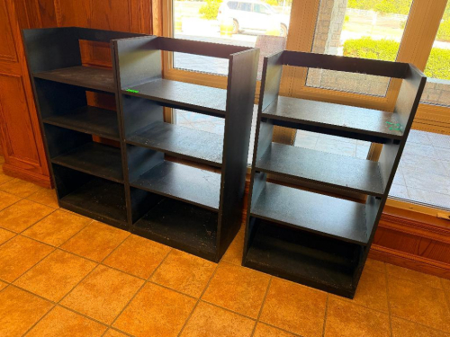 (3) BLACK WOOD BOOKCASES
