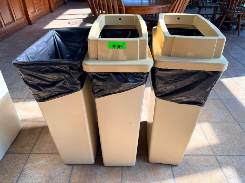 (3) 20 GALLON BAR SIDE TRASH CANS