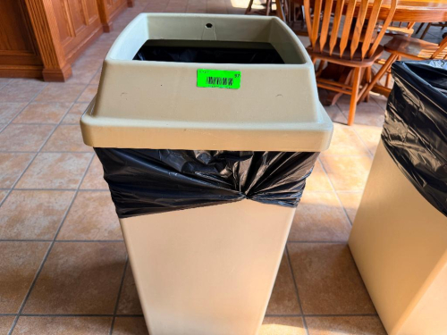 LARGE PLASTIC SQUARE TRASH CAN.