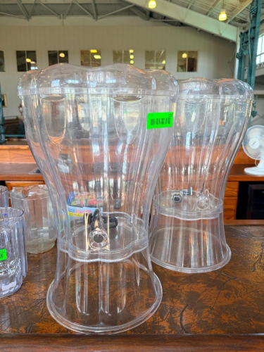 (2) LARGE PLASTIC BEVERAGE DISPENSER.