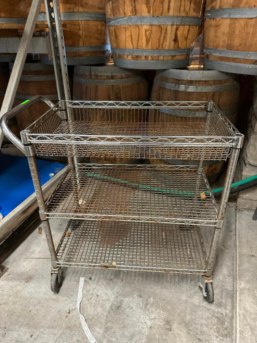 THREE TIER WIRE UTILITY CART.