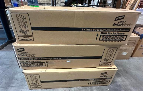 (3) DIXIE SMART STOCK CLASSIC FORK DISPENSERS - NEW