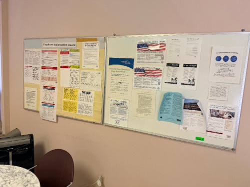 (1) CORK BOARD AND (1) DRY ERASE BOARD.