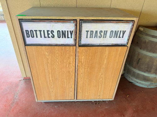 TWO GROUP LAMINATE WOOD TRASH CAN RECEPTACLE