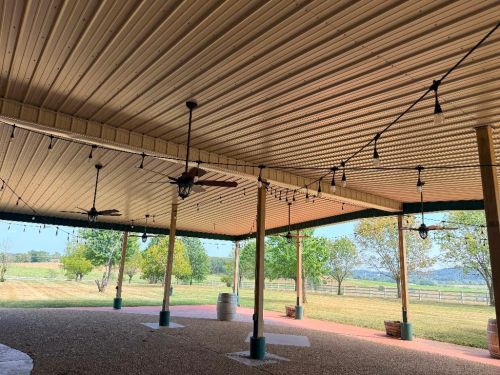 PATIO STRAND LIGHTS ON BACK PAVILION