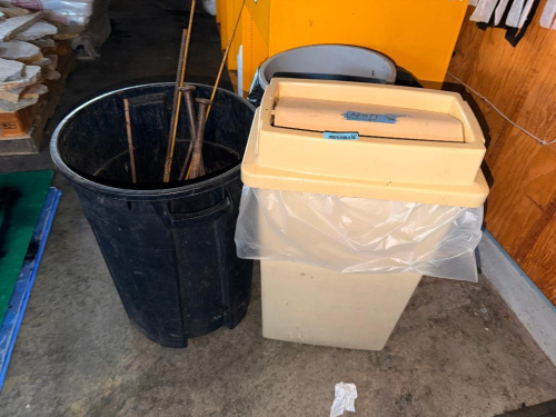 (2) ASSORTED SMALL TRASH CANS.