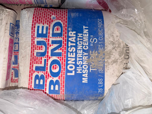 (22) BAGS BLUE BOND LONESTAR HI-STRENGTH MASONRY CEMENT TYPE &ldquo;S,&rdquo; 75 LB. BAGS.
