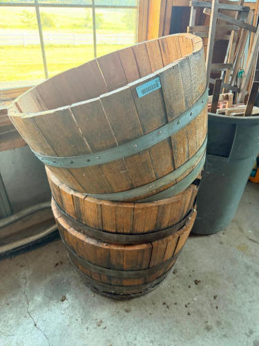 (2) LARGE WOODEN PLANTERS.