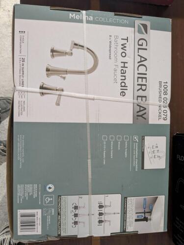 GLACIER BAY MELINA 8" WIDESPREAD 2-HANDLE BATHROOM FAUCET, BRUSHED NICKEL (HD67111W-6104) - NEW, STRAPPED